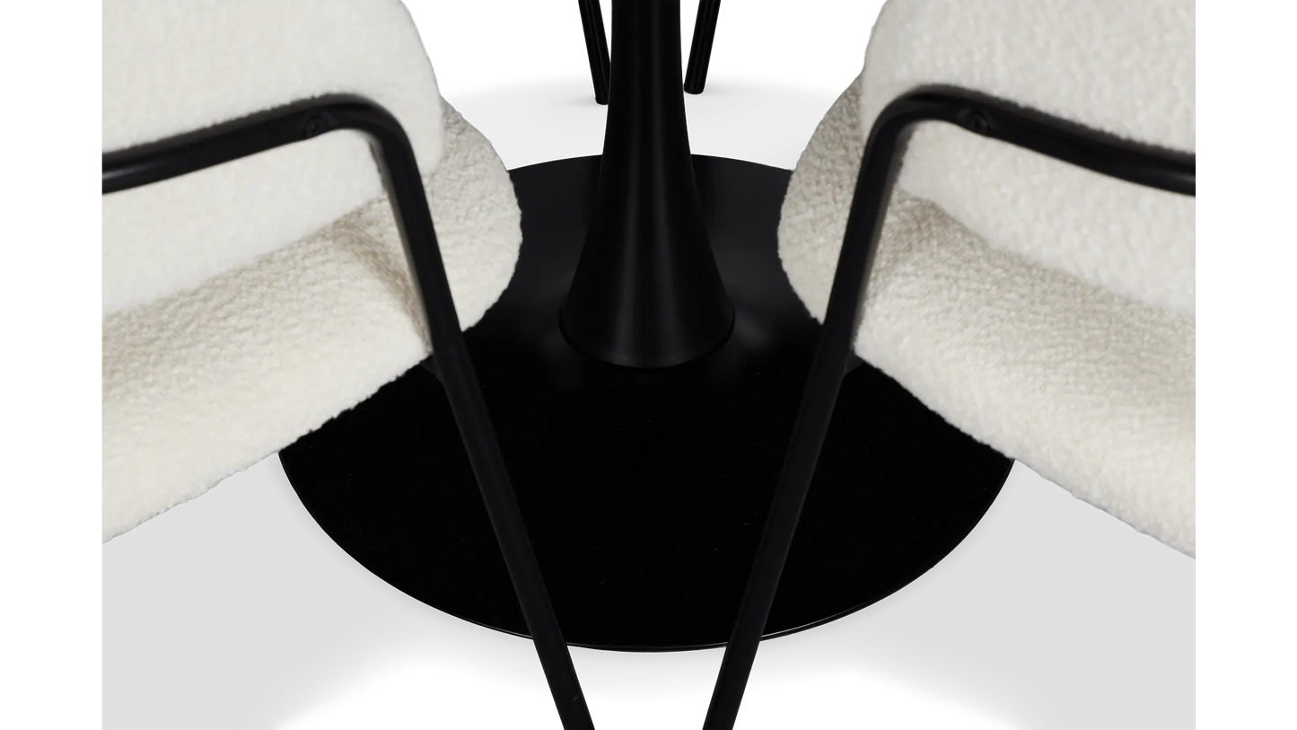 Table ronde noire Fremont et 4 chaises rembourrées