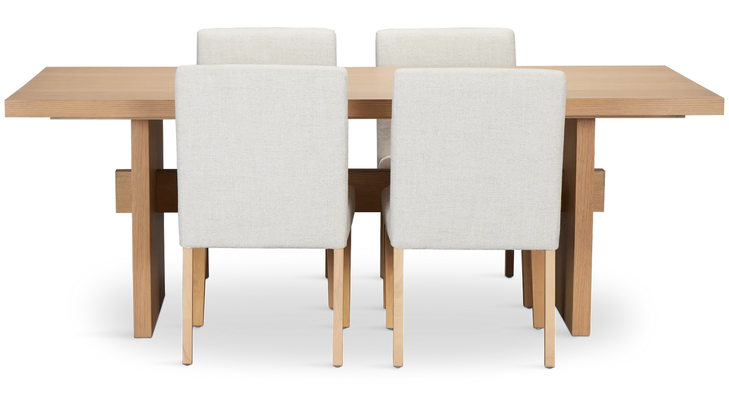 Table rectangulaire à tréteaux Park Ridge Light Tone et 4 chaises rembourrées