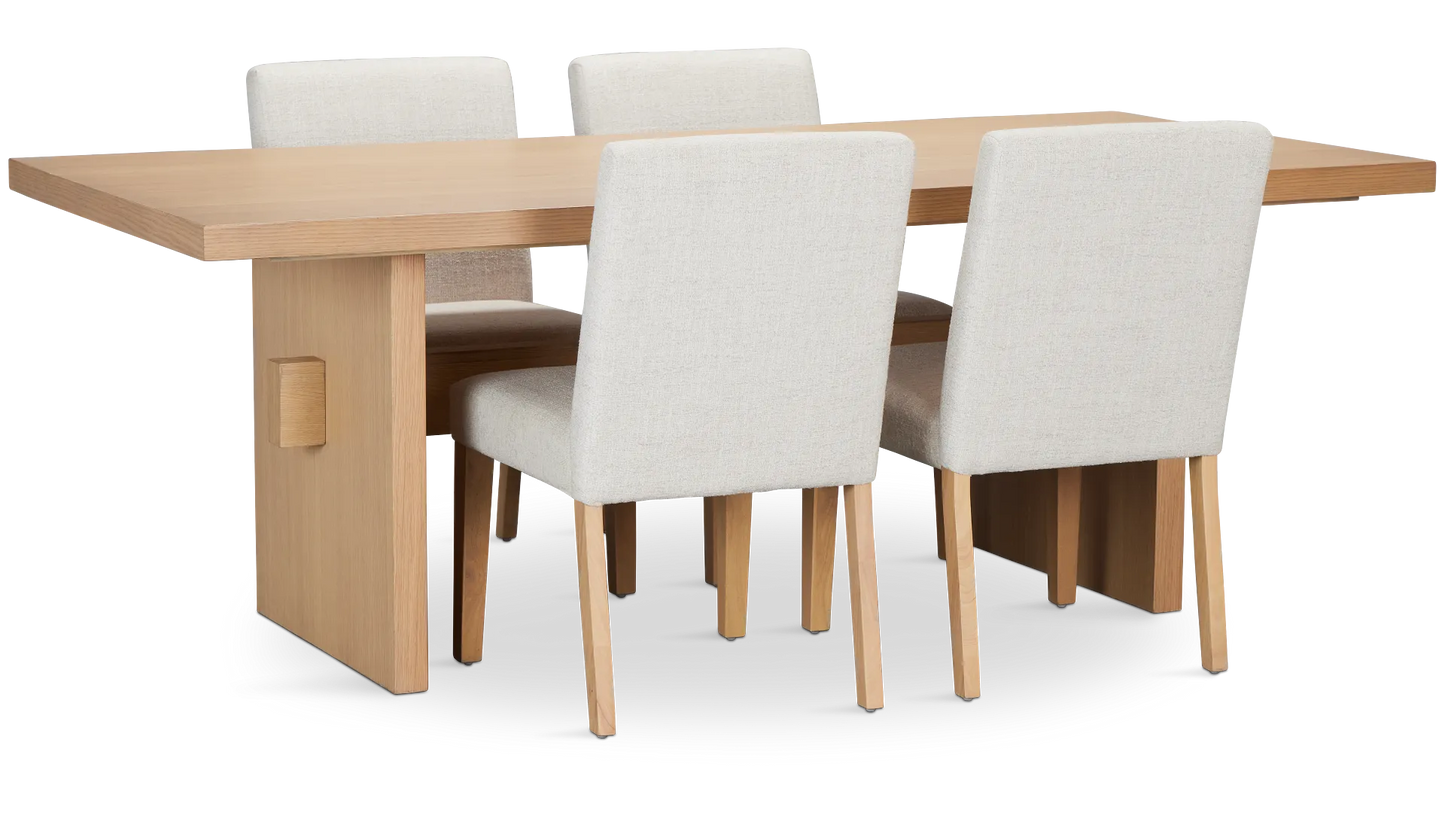 Table rectangulaire à tréteaux Park Ridge Light Tone et 4 chaises rembourrées