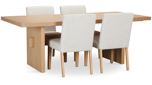 Table rectangulaire à tréteaux Park Ridge Light Tone et 4 chaises rembourrées