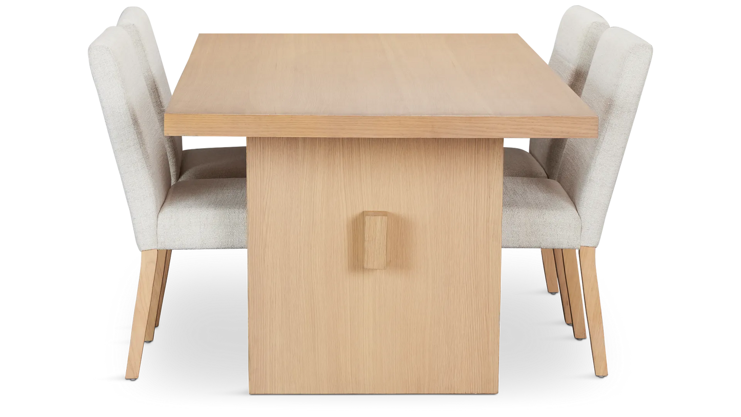 Table rectangulaire à tréteaux Park Ridge Light Tone et 4 chaises rembourrées